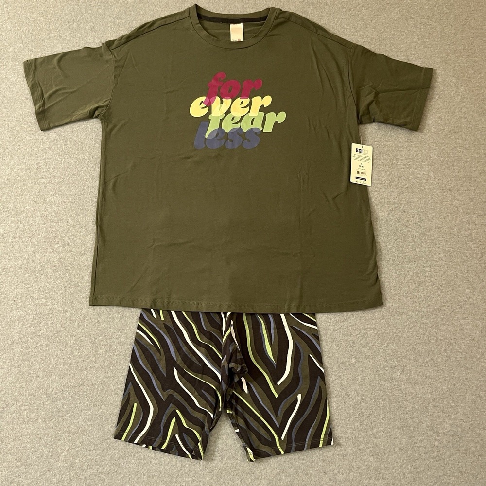 New Secret Treasures Pajama Set Womens Small‎ Green Bike Shorts Loungewear